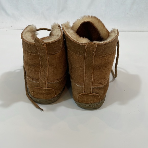 Orvis Moccasin Bootie Size 8 Brown Shearling Suede Indoor Outdoor EUC - Picture 3 of 12